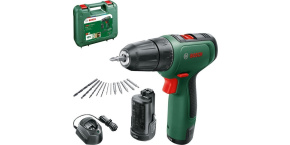 BOSCH EasyDrill 1200 akumulátorový vrtací šroubovák, 30 Nm, 10mm rychloupínací sklíčidlo, 2x akumulátor PBA 12V 1.5Ah