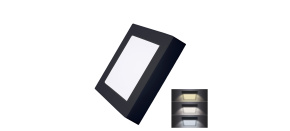 Solight LED mini panel CCT, přisazený, 12W, 900lm, 3000K, 4000K, 6000K, čtvercový, černá barva