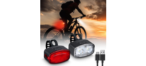 Solight set nabíjecích cyklo svítilen, 160lm přední, zadní červená, Li-Ion, USB