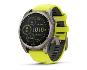 Garmin - fenix 8 Solar Sapphire - 47 mm - Titanium with Amp Yellow | Graphite Silicone Band, EU