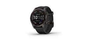 Garmin fenix 7s Sapphire Solar, Titan Carbon Gray/ Black Silicone Band