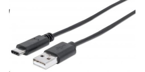 MANHATTAN Kabel USB 2.0 C, C Male / A Male, 1m, černý