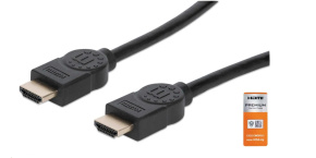 MANHATTAN Kabel HDMI Premium High Speed + Ethernet, 3m, černý