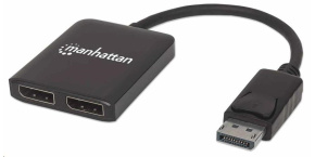 Manhattan rozbočovač, MST hub, DisplayPort na Dual DisplayPort (M/F), 4K@30Hz, černá