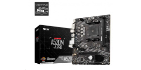 MSI MB Sc AM4 A520M-A PRO, AMD A520, 2xDDR4, m-ATX