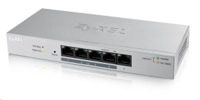 Zyxel GS1200-5HPv2 5-port Desktop Gigabit Web Smart PoE switch, 4x PoE+ GbE, PoE 60W, fanless