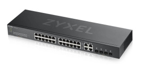 Zyxel GS1920-24V2 28-port Gigabit WebManaged Switch, 24x gigabit RJ45, 4x gigabit RJ45/SFP, fanless