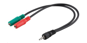 PREMIUMCORD Adaptér Jack 3,5mm 4pin - 2x stereo Jack 3,5mm, redukce (M/2xF, 4 pólový)