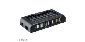 AKASA HUB USB Connect 7FC, 5x USB 2.0, 2 nabíjecí porty USB, externí, s napájecím adaptérem