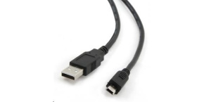 GEMBIRD Kabel USB 2.0 A-Mini B (5pin) propojovací, zlacené kontakty, 1,8m, černý