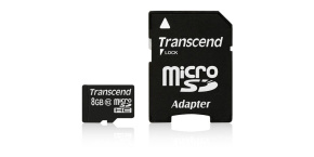 TRANSCEND MicroSDHC karta 8GB Class 10 + adaptér