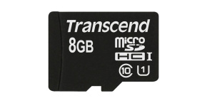 TRANSCEND MicroSDHC karta 8GB Premium, Class 10 UHS-I 300x, bez adaptéru