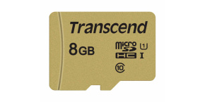 TRANSCEND MicroSDHC karta 8GB 500S, UHS-I U1 + adaptér