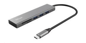 TRUST rozbočovač HALYX, Fast USB-C Hub & Card reader