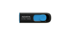 ADATA Flash Disk 128GB UV128, USB 3.1 Dash Drive (R:90/W:40 MB/s) černá/modrá