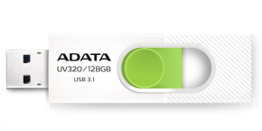 ADATA Flash Disk 64GB UV320, USB 3.1 Dash Drive, bílá/zelená