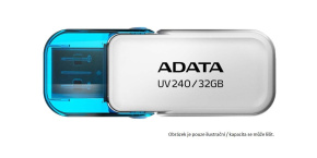 ADATA Flash Disk 16GB UV240, USB 2.0 Dash Drive, bílá