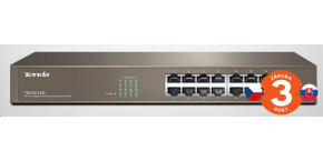 Tenda TEG1016D 16-port Gigabit Ethernet Switch, 10/100/1000 Mbps, fanless, rackmount