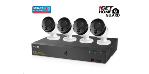 iGET HOMEGUARD HGNVK85304 Kamerový PoE systém se SMART detekcí pohybu, 8-kanálový FullHD NVR + 4x FullHD venkovní kamera