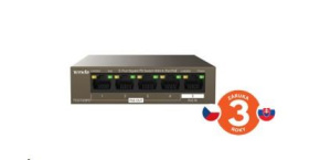 Tenda TEG1105PD - 5-port PoE PD Gigabit Ethernet Switch, 1x PoE IN, 4x PoE OUT, Kov, Fanless