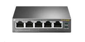 TP-Link switch TL-SF1005P (5x100Mb/s, 4xPoE+, 67W, fanless)