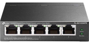 TP-Link Easy Smart switch TL-SG105MPE (5xGbE, 4xPoE+, 120W, fanless)