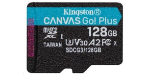 Kingston MicroSDXC karta 128GB Canvas Go! Plus, R:170/W:90MB/s, Class 10, UHS-I, U3, V30, A2