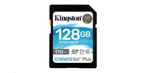 Kingston SDXC karta 128GB Canvas Go! Plus, R:170/W:90MB/s, Class 10, UHS-I, U3, V30