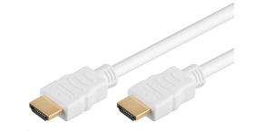 PremiumCord HDMI High Speed + Ethernet kabel, zlacené konektory, 1m, bílý