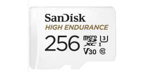 SanDisk MicroSDXC karta 256GB High Endurance (R:100/W:40 MB/s, Class 10, U3 V30) + adaptér