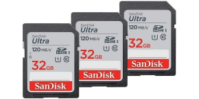 SanDisk SDHC karta 32GB Ultra (R:120/W:120 MB/s, UHS-I, C10), 3-Pack