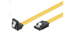 PREMIUMCORD 0,3m SATA 3.0 datový kabel 1.5GBs / 3GBs / 6GBs, kov.západka, 90°