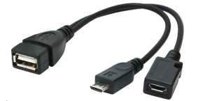 GEMBIRD Kabel USB AF/micro BM + micro BF, OTG + dobíjení, 15cm, pro tablety a smartphone