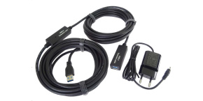 PremiumCord USB 3.0 repeater a prodlužovací kabel A/M-A/F 10m