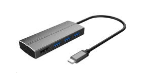 PREMIUMCORD Adaptér USB 3.1 Type-C male na HDMI female + 3x USB 3.0, aluminum