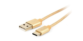 GEMBIRD Kabel USB na USB-C kabel (AM/CM), 1,8m, opletený, zlatý, blister