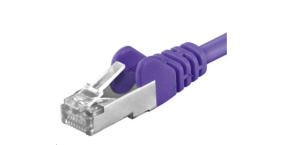 PREMIUMCORD Patch kabel CAT6a S-FTP, RJ45-RJ45, AWG 26/7 0,5m fialová