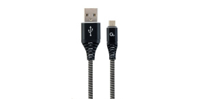 GEMBIRD Kabel USB 2.0 AM na MicroUSB (AM/BM), 1m, opletený, černo-bílý, blister, PREMIUM QUALITY