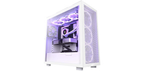 NZXT skříň H7 Flow RGB edition / ATX / 3x 140 mm fan / USB-C / 2x USB / prosklená bočnice / mesh panel / RGB / bílá