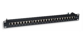 Intellinet Patch panel 24 port Cat6, stíněný STP, černý