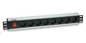 Intellinet 19" Rackmount 8-Way Power Strip - German Type, rozvodný panel, 8x DE zásuvka, 3m kabel