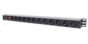 Intellinet Vertical Rackmount 12-Way Power Strip - German Type, rozvodný panel, 12x DE zásuvka, 1.6m kabel