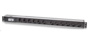 Intellinet Vertical Rackmount 12-Way Power Strip - German Type, rozvodný panel, 12x DE zásuvka, 1.6m kabel