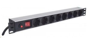 Intellinet 19" 1U Rackmount 8-Way Power Strip - German Type, rozvodný panel, 8x DE zásuvka, 3m kabel