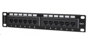 Intellinet Patch Panel, 10", Cat6, 12-Port, UTP, 1U, černý