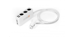 Technaxx nabíječka do auta, 4x USB port (2x 1A, 2x 2,4A), 3x zásuvka 12 V