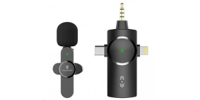 Viking bezdrátový mikrofon s klipem M360, konektor USB-C / Lightning / 3,5 mm jack