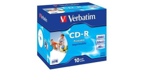 VERBATIM CD-R(10-Pack)Jewel/Printable/DLP/52x/700MB