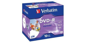 VERBATIM DVD+R(10-Pack)Printable/Jewel/16x/4.7GB