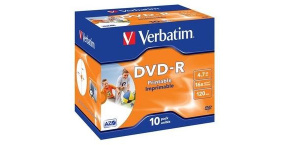 VERBATIM DVD-R (10-pack)Printable/16x/4.7GB/Jewel